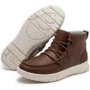 imageAthlefit Womens Lace Up Ankle Boots Casual Comfortable Lightweight Walking Flat Ankle BootiesBrown