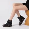 imageAthlefit Womens Wedge Ankle Boots Fashion Platform Lug Sole Buckle Short Booties with Side ZipperBlack