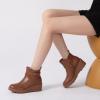 imageAthlefit Womens Wedge Ankle Boots Fashion Platform Lug Sole Buckle Short Booties with Side ZipperBrown