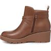 imageAthlefit Womens Wedge Ankle Boots Fashion Platform Lug Sole Buckle Short Booties with Side ZipperBrown