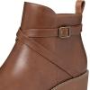 imageAthlefit Womens Wedge Ankle Boots Fashion Platform Lug Sole Buckle Short Booties with Side ZipperBrown
