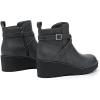 imageAthlefit Womens Wedge Ankle Boots Fashion Platform Lug Sole Buckle Short Booties with Side ZipperGrey