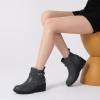 imageAthlefit Womens Wedge Ankle Boots Fashion Platform Lug Sole Buckle Short Booties with Side ZipperGrey