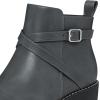 imageAthlefit Womens Wedge Ankle Boots Fashion Platform Lug Sole Buckle Short Booties with Side ZipperGrey