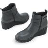 imageAthlefit Womens Wedge Ankle Boots Fashion Platform Lug Sole Buckle Short Booties with Side ZipperGrey