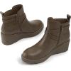imageAthlefit Womens Wedge Ankle Boots Fashion Platform Lug Sole Buckle Short Booties with Side ZipperTaupe