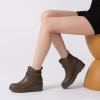 imageAthlefit Womens Wedge Ankle Boots Fashion Platform Lug Sole Buckle Short Booties with Side ZipperTaupe
