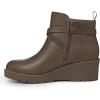 imageAthlefit Womens Wedge Ankle Boots Fashion Platform Lug Sole Buckle Short Booties with Side ZipperTaupe