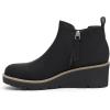 imageAthlefit Womens Wedge Chelsea Boots Platform Lug Sole Elastic Short Ankle Booties with Side ZipperBlack