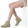 imageAthlefit Womens Wedge Chelsea Boots Platform Lug Sole Elastic Short Ankle Booties with Side ZipperKhaki