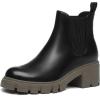 imageAthlefit Womens Chelsea Boots Fashion Lug Sole Chunky Heel Slip on Elastic Ankle BootiesCool Black