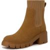imageAthlefit Womens Chelsea Boots Fashion Slip on Platform Ankle Boots Lug Sole Chunky BootiesBrown Suede