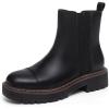 imageAthlefit Womens Chelsea Boots Platform Chunky Heel Slip On Elastic Lug Sole Ankle BootiesBlack
