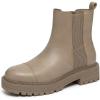 imageAthlefit Womens Chelsea Boots Platform Chunky Heel Slip On Elastic Lug Sole Ankle BootiesLight Khaki