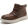 imageAthlefit Womens Lace Up Ankle Boots Casual Comfortable Lightweight Walking Flat Ankle BootiesBrown