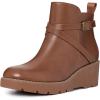 imageAthlefit Womens Wedge Ankle Boots Fashion Platform Lug Sole Buckle Short Booties with Side ZipperBrown