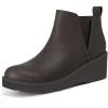 imageAthlefit Womens Wedge Chelsea Boots Platform Lug Sole Elastic Short Ankle Booties with Side ZipperDark Brown