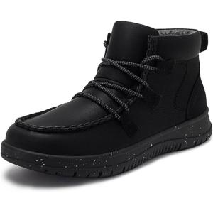 imageAthlefit Womens Lace Up Ankle Boots Casual Comfortable Lightweight Walking Flat Ankle BootiesBlack