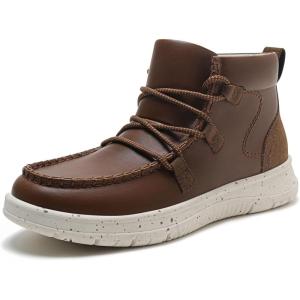 imageAthlefit Womens Lace Up Ankle Boots Casual Comfortable Lightweight Walking Flat Ankle BootiesBrown
