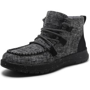 imageAthlefit Womens Lace Up Ankle Boots Casual Comfortable Lightweight Walking Flat Ankle BootiesFold Black