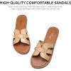 imageAthlefit Womens Flat Sandals Summer Casual Slip On Leather Slide SandalKhaki