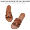 imageAthlefit Womens Flat Sandals Summer Casual Slip On Leather Slide SandalMocha