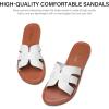 imageAthlefit Womens Flat Sandals Summer Casual Slip On Leather Slide SandalWhite