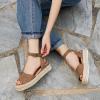 imageAthlefit Womens Platform Espadrille Wedge Sandals Comfortable Open Toe Buckle Sandals for Summer CasualBrown