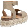 imageAthlefit Womens Platform Espadrille Wedge Sandals Comfortable Open Toe Buckle Sandals for Summer CasualKhaki