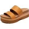imageAthlefit Platform Sandals Women Summer Flatform Slides for Women Comfortable Arch Support Beach SandalsBrown