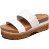 imageAthlefit Platform Sandals Women Summer Flatform Slides for Women Comfortable Arch Support Beach SandalsWhite