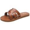 imageAthlefit Womens Flat Sandals Summer Casual Slip On Leather Slide SandalMocha