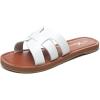 imageAthlefit Womens Flat Sandals Summer Casual Slip On Leather Slide SandalWhite