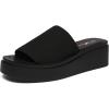 imageAthlefit Womens Slip On Platform Sandals Comfortable Open Toe Summer Flatform Slide SandalsBlack