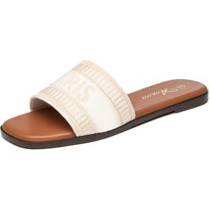 imageAthlefit Womens Flat Sandals Comfortable Slide Sandals Dressy Summer 2025Beige