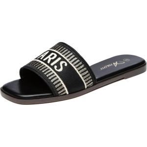 imageAthlefit Womens Flat Sandals Comfortable Slide Sandals Dressy Summer 2025Black