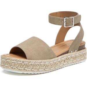 imageAthlefit Womens Platform Espadrille Wedge Sandals Comfortable Open Toe Buckle Sandals for Summer CasualKhaki