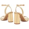 imageAthlefit Chunky Heels for Women Block Heeled Sandals Square Toe Ankle Strap Fashion High Heels for PromGold