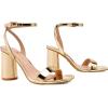 imageAthlefit Chunky Heels for Women Block Heeled Sandals Square Toe Ankle Strap Fashion High Heels for PromGold