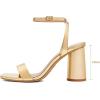 imageAthlefit Chunky Heels for Women Block Heeled Sandals Square Toe Ankle Strap Fashion High Heels for PromGold