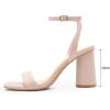 imageAthlefit Chunky Heels for Women Block Heeled Sandals Square Toe Ankle Strap Fashion High Heels for PromNude