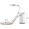 imageAthlefit Chunky Heels for Women Block Heeled Sandals Square Toe Ankle Strap Fashion High Heels for PromSilver