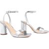 imageAthlefit Chunky Heels for Women Block Heeled Sandals Square Toe Ankle Strap Fashion High Heels for PromSilver