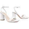 imageAthlefit Chunky Heels for Women Block Heeled Sandals Square Toe Ankle Strap Fashion High Heels for PromWhite