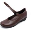 imageAthlefit Mary Jane Flats for Women Dressy Ballet Flats Shoes Comfortable Round Toe Buckle Work Flat ShoesBrown