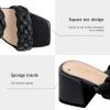 imageAthlefit Womens Braided Heeled Sandals Strappy Square Open Toe Heels Backless Mules Slip On Block HeelsBlack