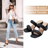 imageAthlefit Womens Braided Heeled Sandals Strappy Square Open Toe Heels Backless Mules Slip On Block HeelsBlack