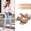imageAthlefit Womens Braided Heeled Sandals Strappy Square Open Toe Heels Backless Mules Slip On Block HeelsNude