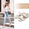 imageAthlefit Womens Braided Heeled Sandals Strappy Square Open Toe Heels Backless Mules Slip On Block HeelsWhite