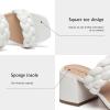imageAthlefit Womens Braided Heeled Sandals Strappy Square Open Toe Heels Backless Mules Slip On Block HeelsWhite